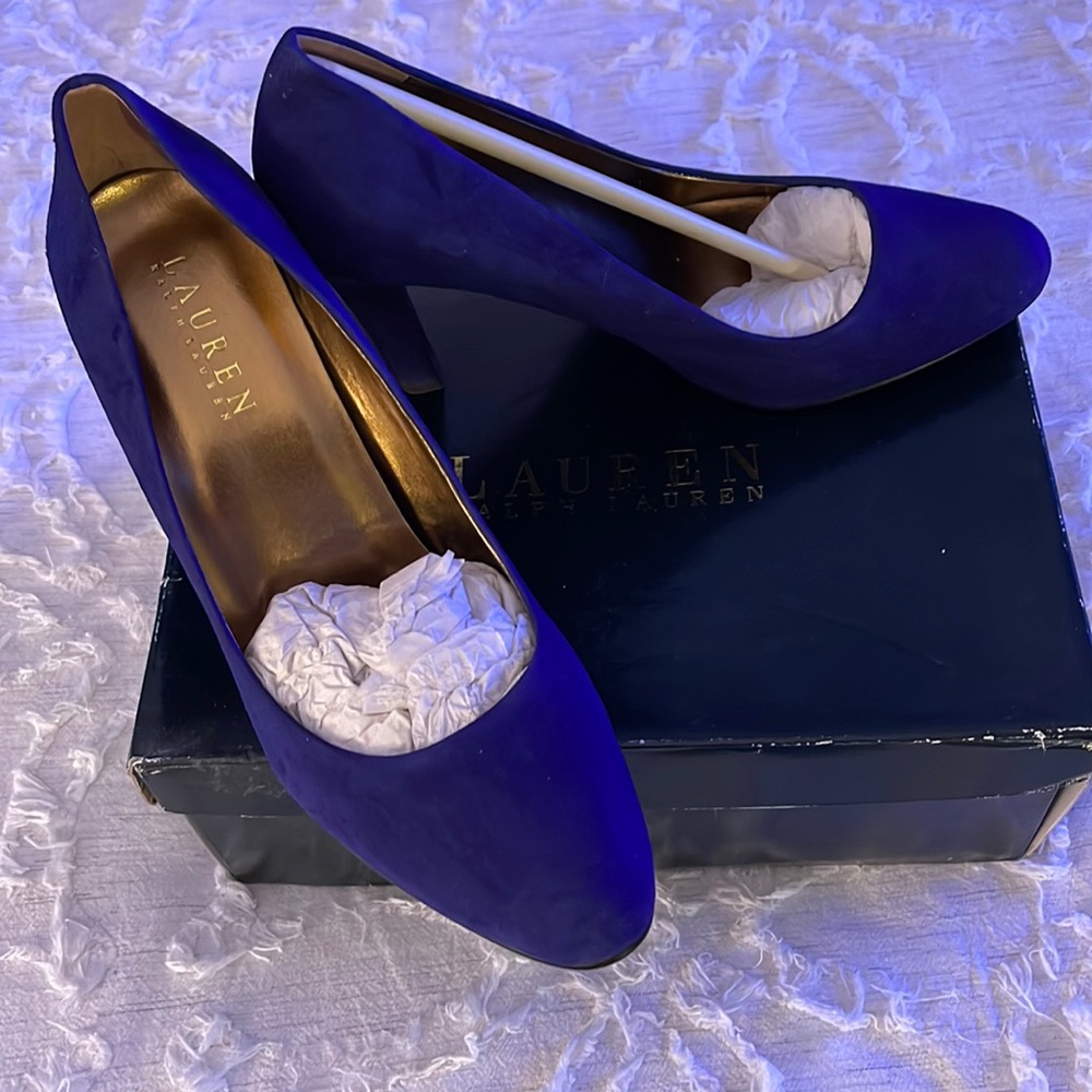 Purplish blue dress shoe